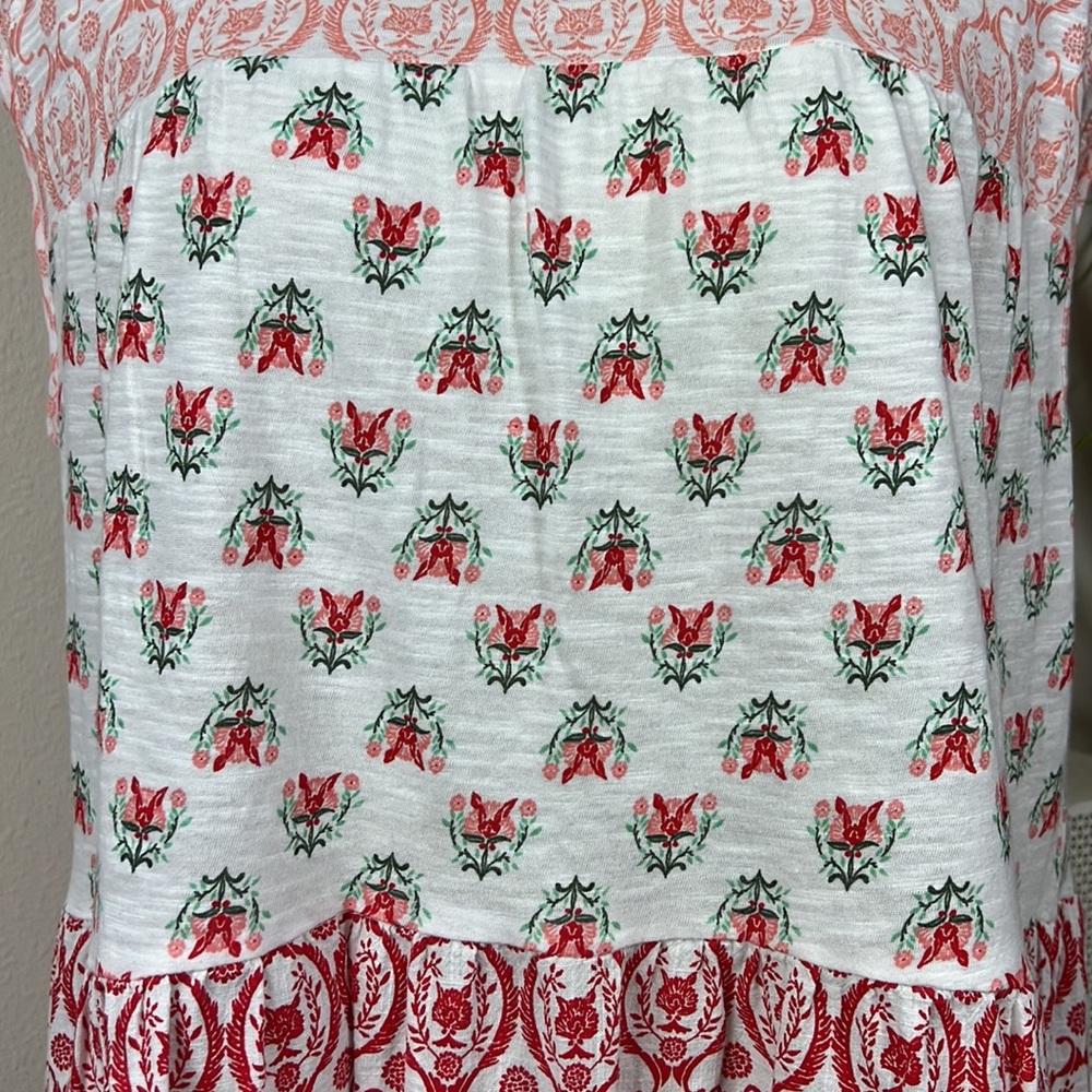 Style&co L White/Red 3 Panel Blouse - Picture 3 of 13